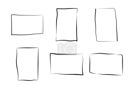 Handgezeichneter Rahmen Quadratisch Doppelte dünne Linie Piktogramm Symbol visuelle Illustration Set