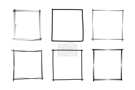 Hand Drawn Frame Square Double Thin Line pictogram symbol visual illustration Set