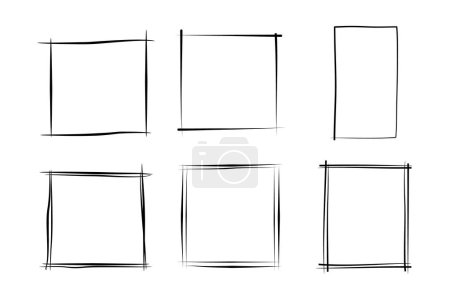 Illustration for Hand Drawn Frame Square Double Thin Line pictogram symbol visual illustration Set - Royalty Free Image