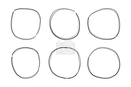 Handgezeichneter Rahmen Kreis Doppelte dünne Linie Piktogramm Symbol visuelle Illustration Set