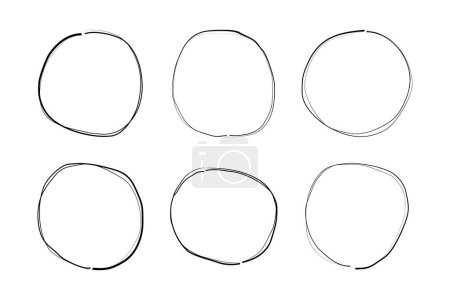 Marco dibujado a mano círculo doble delgada línea pictograma símbolo ilustración visual conjunto