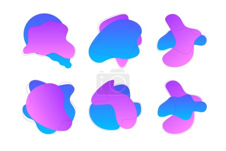Blobs Abstrakte flüssige Formen Farbverlauf mit dünnen Linie Piktogramm Symbol visuelle Illustration Set