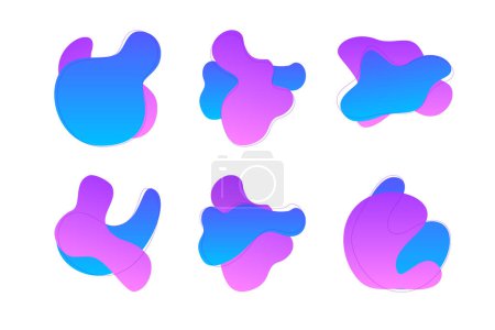 Blobs Abstract Fluid Shapes Color Gradient With Thin Line pictogram symbol visual illustration Set
