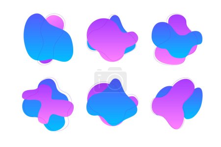 Blobs formes fluides abstraites dégradé de couleur avec mince ligne pictogramme symbole illustration visuelle Set