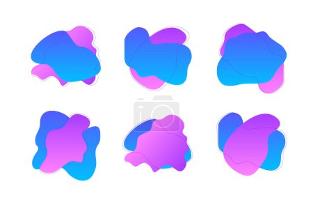 Blobs formes fluides abstraites dégradé de couleur avec mince ligne pictogramme symbole illustration visuelle Set