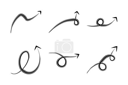 Ensemble d'illustration visuelle de symbole incurvé de pictogramme de ligne de forme de direction de flèche double
