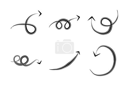 Ensemble d'illustration visuelle de symbole incurvé de pictogramme de ligne de forme de direction de flèche double