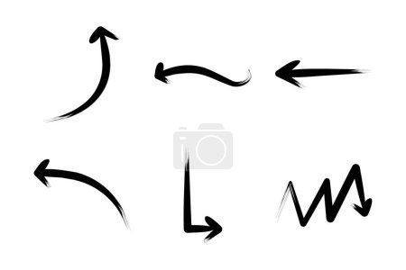 Brush Arrow Direction Shape Curved Line Pictogram Symbol Visual Illustration Set
