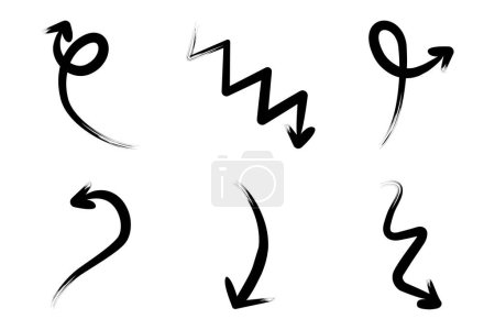 Pinsel Pfeil Richtung Form Gebogene Linie Piktogramm Symbol Visuelle Illustration Set