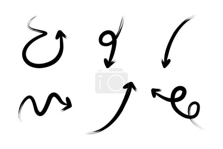 Pincelar flecha dirección forma curva línea pictograma símbolo visual ilustración conjunto