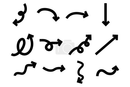 Bold Arrow Direction Shape Curved Line Pictogram Symbol Visual Illustration Set