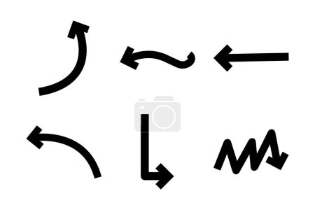 Forme de flèche audacieuse Forme courbe Ligne pictogramme Symbole Illustration visuelle Set