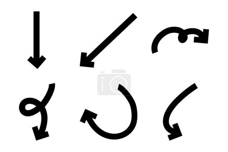 Bold Arrow Direction Shape Curved Line Pictogram Symbol Visual Illustration Set