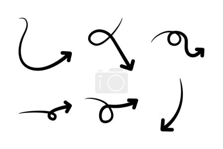 Flecha dibujada a mano Forma Conjunto de líneas curvas.
