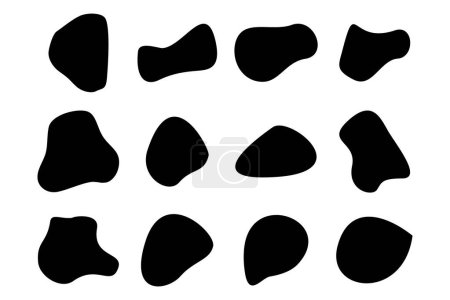 Ensemble de formes fluides abstraites Formes noires abstraites Eléments de formes liquides Formes fluides contour aléatoire.