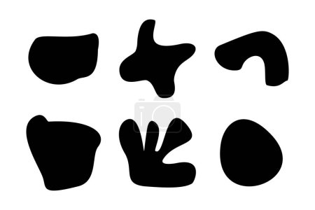 Abstrakte flüssige Form Set Abstrakte schwarze Formen Flüssige Formelemente Zufällige Umrisse flüssige Formen.