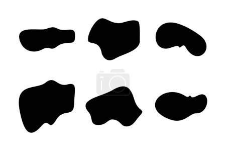 Illustration for Abstract Fluid Shape set Abstract black shapes Liquid shape elements Random outline fluid shapes. - Royalty Free Image
