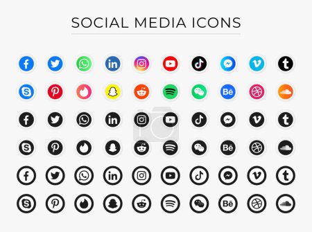 Téléchargez les illustrations : Collections d'icônes de médias sociaux vectoriels gratuits - en licence libre de droit