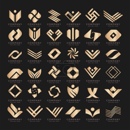  Free vector set of luxury golden gradient logo designs