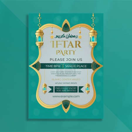 Plantilla de diseño de póster de fiesta de iftar vector gratis