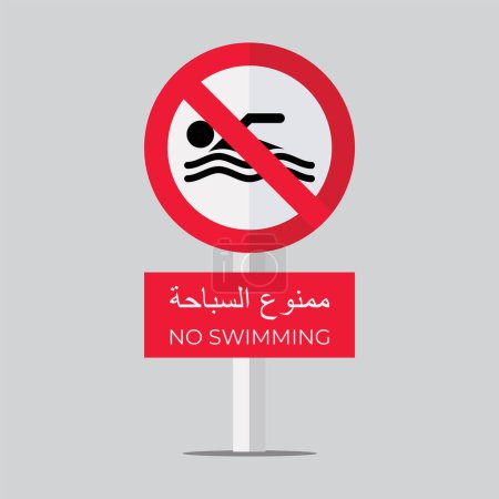 Ilustración de Vector libre sin diseño signo de natación con árabe - Imagen libre de derechos