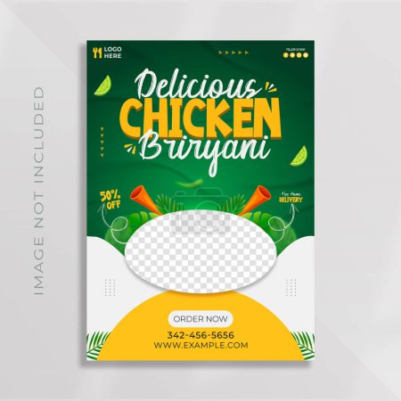 delicious chicken biryani poster or flyer template design