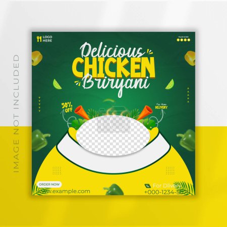delicious chicken biryani social media post template