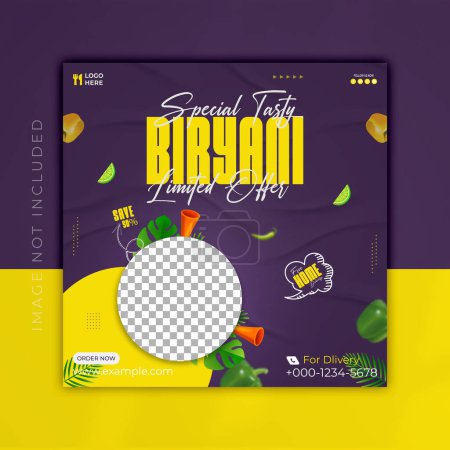 special tasty biryani social media post template design