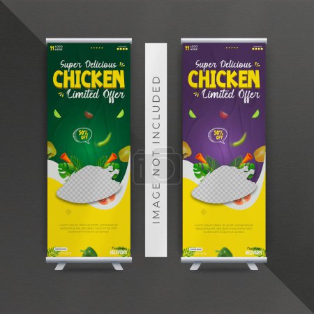 Illustration for Super delicious chicken roll up banner template design - Royalty Free Image