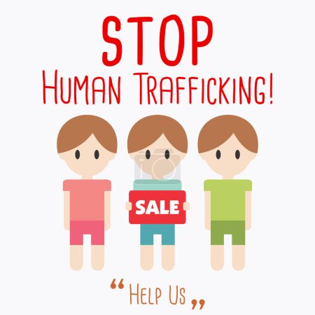 Téléchargez les illustrations : Les enfants pauvres sont victimes de la traite des êtres humains illustration vectorielle - en licence libre de droit
