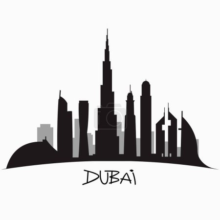 Photo for Vector illustration of the city of Dubai in the United Arab Emirates, the symbols of the city skyscrapers hotels, stylish graphics. - Royalty Free Image