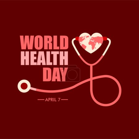 Vector Illustration of World health day concept text design with doctor stethoscope.