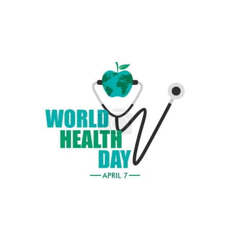 Ilustración de Día Mundial de la Salud Concepto. Diseño de vectores de corazón y estetoscopio. Ilustración vectorial - Imagen libre de derechos