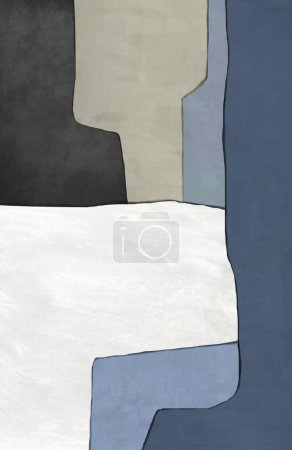 Photo for Abstract blue geometric oil painting with gray background. - Royalty Free Image