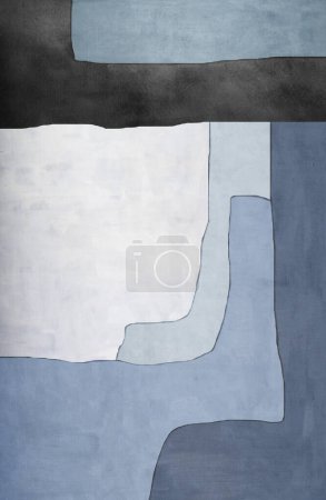 Photo for Abstract blue geometric oil painting with gray background. - Royalty Free Image
