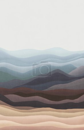 Photo for Abstract geometric mountain art painting, modern simple style hanging painting. - Royalty Free Image