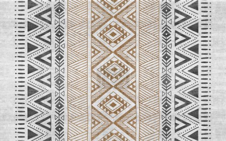 Photo for Hand-painted line pattern geometric art pattern, Moroccan style carpet background. - Royalty Free Image