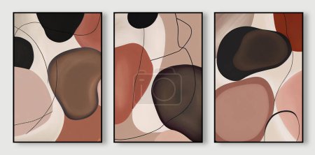 Téléchargez les photos : Art géométrique abstrait moderne aquarelle triptyque, conception de couverture - en image libre de droit