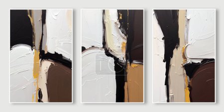 Foto de Tríptico abstracto moderno del arte de la pintura al óleo, cuadro colgante del estilo boho - Imagen libre de derechos
