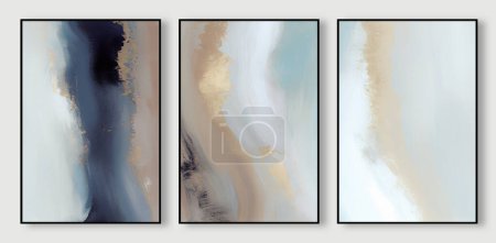 Photo for Abstract gold and blue watercolor texture art background, modern minimalist painting - Royalty Free Image