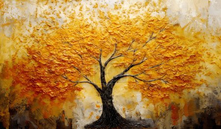 Photo for Art painting of autumn tree, fall season background - Royalty Free Image
