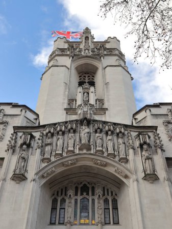 The Middlesex Guildhall, a court building in Westminster which houses the Supreme Court of the United Kingdom and the Judicial Committee of the Privy Council.