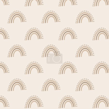 Photo for Seamless pattern of brown hand drawn rainbow on beige background. High quality photo - Royalty Free Image