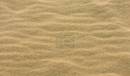 Quarzgelber Sand aus nächster Nähe. Natürlicher Hintergrund, Draufsicht. Sonnenlicht