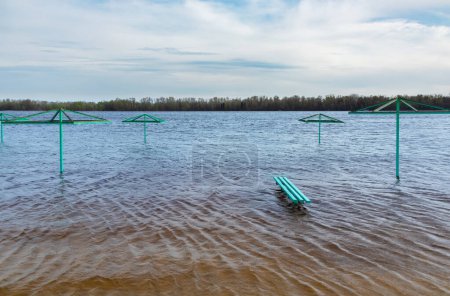 The Dnieper River overflowed its banks in spring and flooded the beach