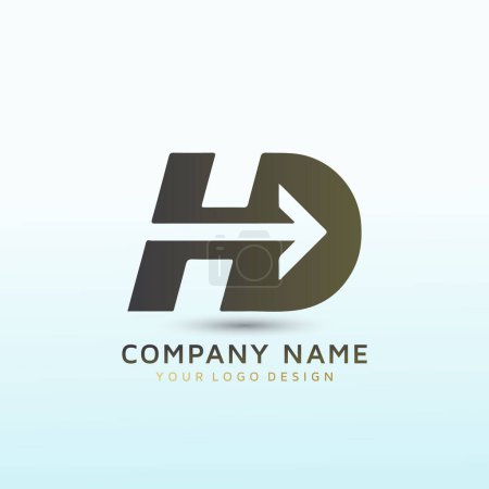 Ilustración de Letra HD logo con signo de flecha - Imagen libre de derechos