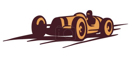 Illustration for Vintage vector cars in race - hand drawn illustration - Royalty Free Image