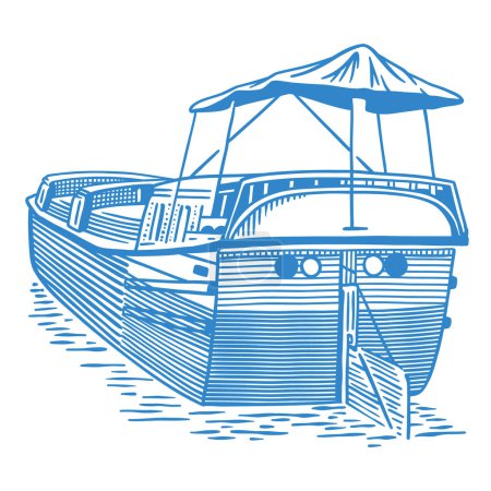 Illustration for Vintage canal boat - hand drawn illustration - Royalty Free Image