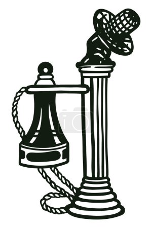 Ilustración de Teléfono de vela vintage - ilustración dibujada a mano - Imagen libre de derechos
