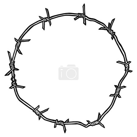 Barbed wire circle vector illustration - Out line